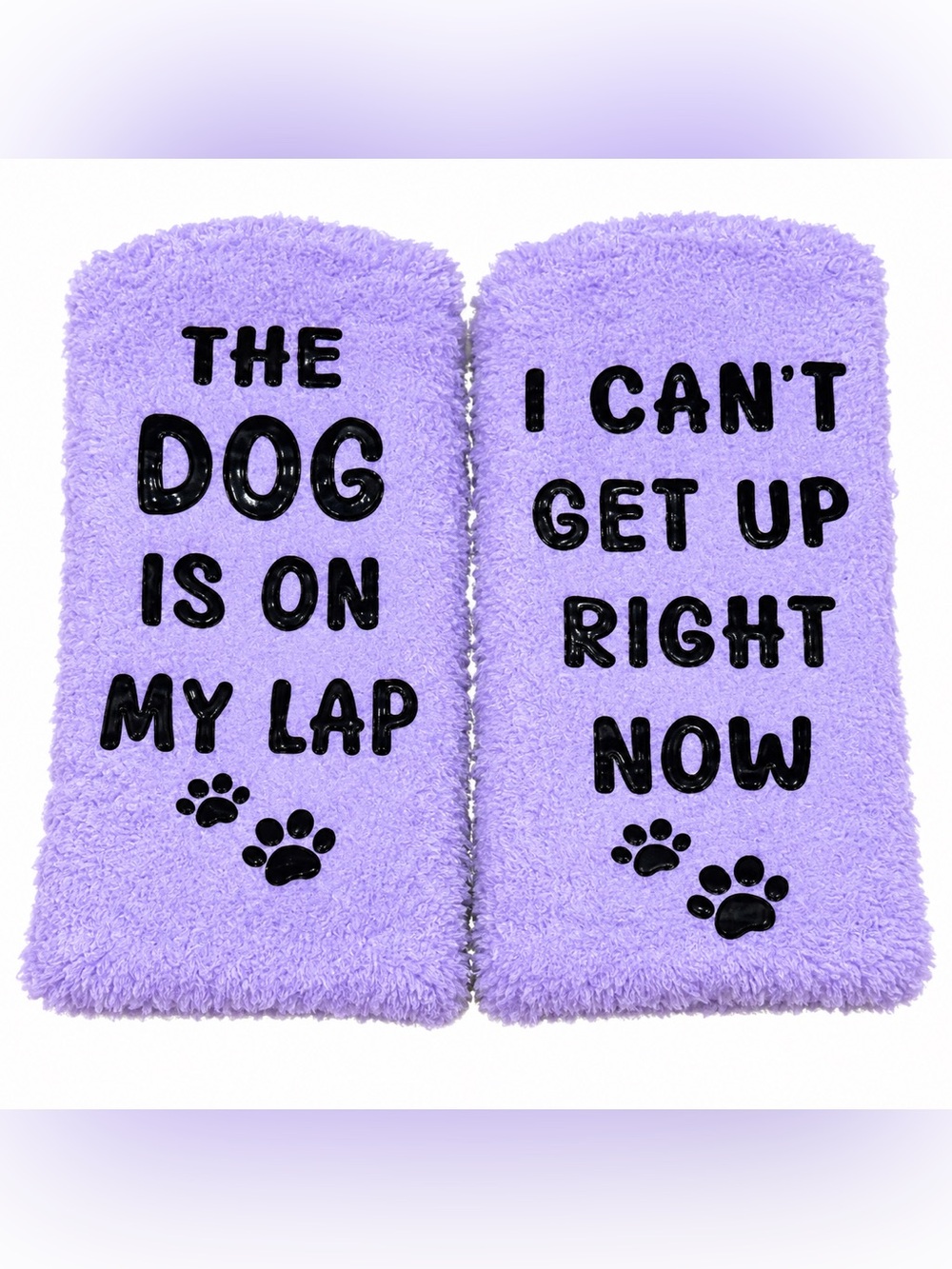 Plush Dog Lover Socks in Lavender